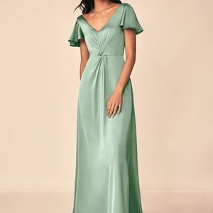 Azazie Soren Stretch Satin Bridesmaid Dress Agave